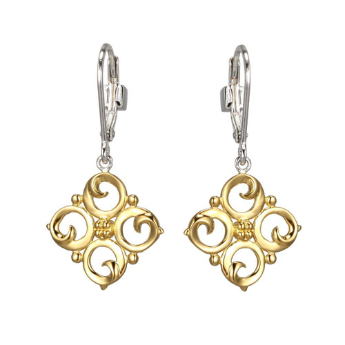 ELLE Gold & Rhodium-Plated Sterling Silver Filigree Drop Earrings