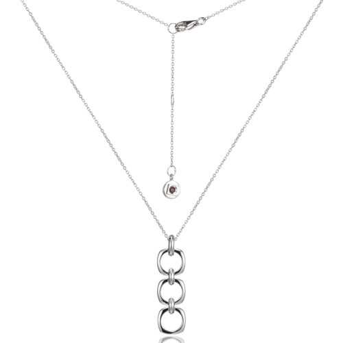 ELLE Rhodium-Plated Sterling Silver Solitaire Pendant Necklace - 16" + 2" extender