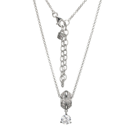 ELLE Rhodium-Plated Sterling Silver Cubic Zirconia Round Necklace