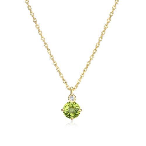 ELLE Gold-Plated Sterling Silver Lab-Grown Diamond & Peridot Gemstone-Drop Cable-Chain Drop Necklace - 1.2 × 1.9mm
