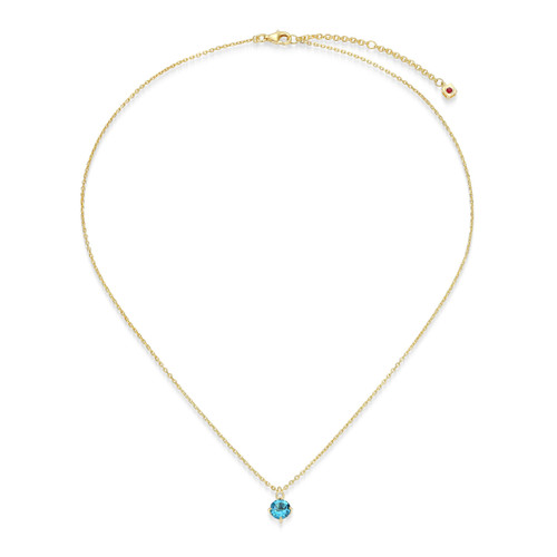 ELLE Gold-Plated Sterling Silver Lab-Grown Diamond & Blue Topaz Vivid-Blue Gemstone-Drop Drop Necklace - 1.2 × 1.9mm