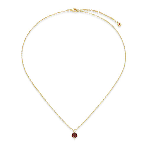 ELLE Gold-Plated Sterling Silver Lab-Grown Diamond & Garnet Gemstone-Drop Cable-Chain Drop Necklace - 1.2 × 1.9mm