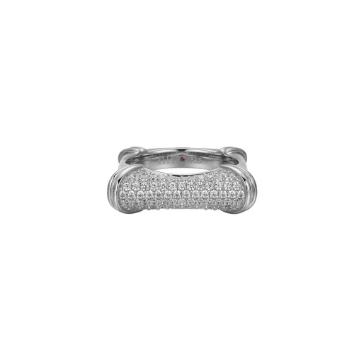 ELLE Rhodium-Plated Sterling Silver Cubic Zirconia Square Ring
