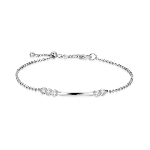 M by Monte Luna Rhodium-Plated Sterling Silver Lab-Created Diamond Bar Friendship Bracelet