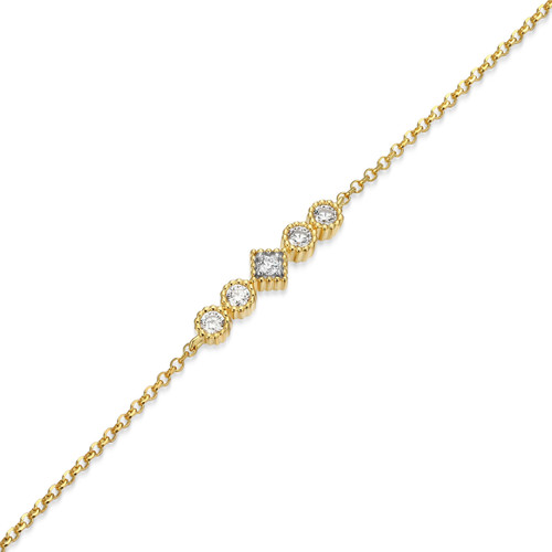 M by Monte Luna Gold-Plated Sterling Silver Round & Lab-Created Diamond Beaded Halo Friendship Bracelet
