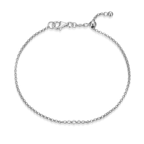 M by Monte Luna Rhodium-Plated Sterling Silver Five-Stone Lab-Created Diamond Station Bracelet