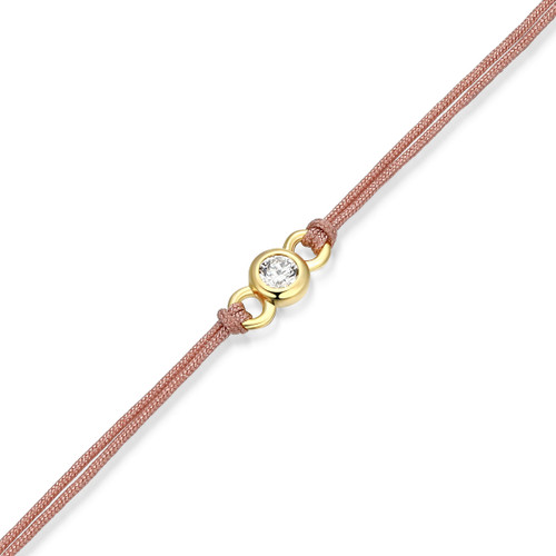 M by Monte Luna Gold-Plated Sterling Silver Lab-Created Diamond Lotus Pink Bezel-Set Double Silk Cord Bracelet