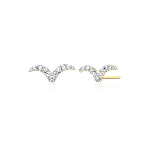 M by Monte Luna Gold-Plated Sterling Silver Lab-Created Diamond Flying V Stud Earrings