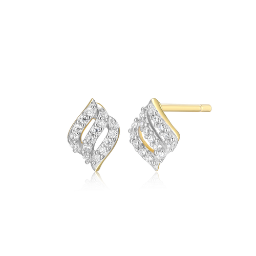 M by Monte Luna Gold-Plated Sterling Silver Lab-Created Diamond Flame Pave Stud Earrings
