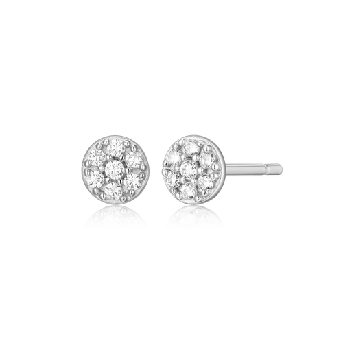 M by Monte Luna Rhodium-Plated Sterling Silver Lab-Created Diamond Round Pave Stud Earrings