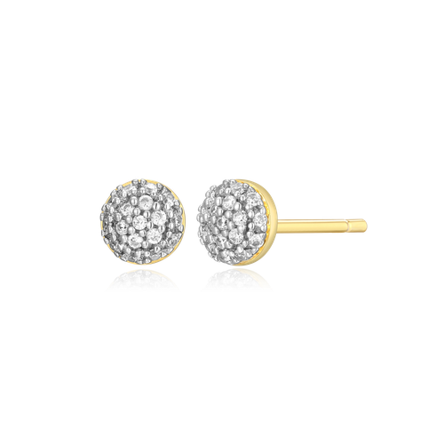 M by Monte Luna Gold-Plated Sterling Silver Lab-Created Diamond Round Cluster Stud Earrings