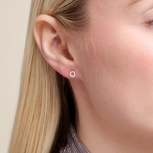 M by Monte Luna Gold-Plated Sterling Silver Lab-Created Diamond Open Circle Stud Earrings