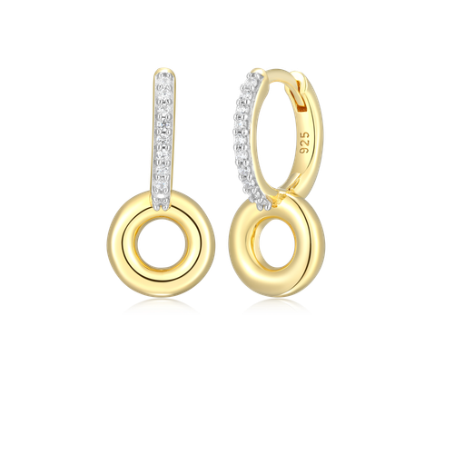 M by Monte Luna Gold-Plated Sterling Silver Lab-Created Diamond Donut Drop Huggie Earrings