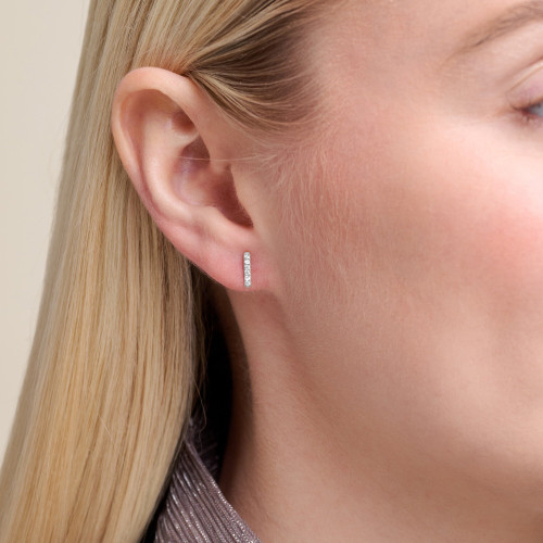 M by Monte Luna Rhodium-Plated Sterling Silver Lab-Created Diamond Bar Stud Earrings