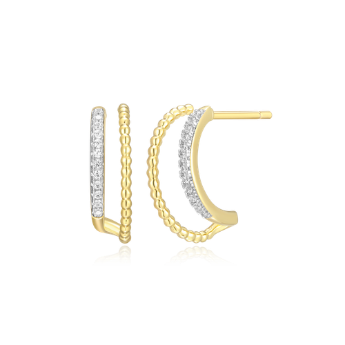M by Monte Luna Gold-Plated Sterling Silver Lab-Created Diamond Rope Multi-Hoop Stud Earrings