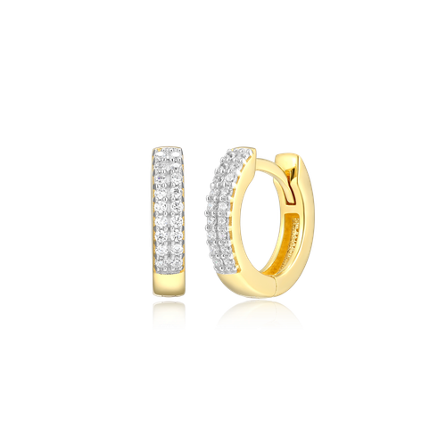 M by Monte Luna Gold-Plated Sterling Silver Lab-Created Diamond Double Row Hoop Earrings
