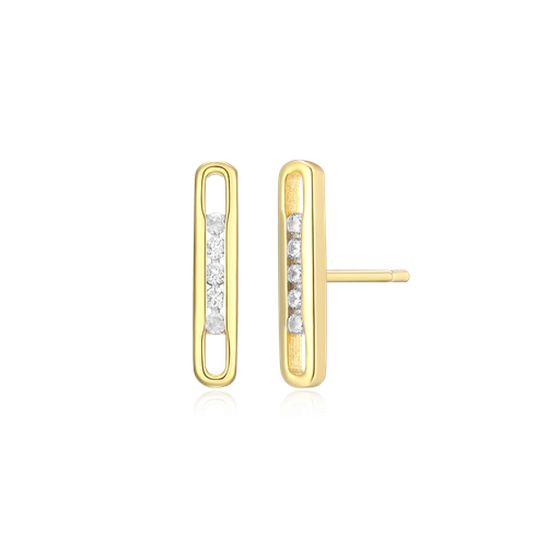 M by Monte Luna Gold-Plated Sterling Silver Lab-Created Diamond Paperclip Stud Earrings