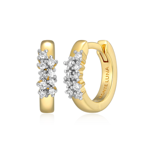 M by Monte Luna Two-tone Sterling Silver Scattered Lab-Created Diamond Huggie Earrings