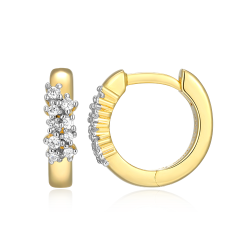 M by Monte Luna Two-tone Sterling Silver Scattered Lab-Created Diamond Huggie Earrings