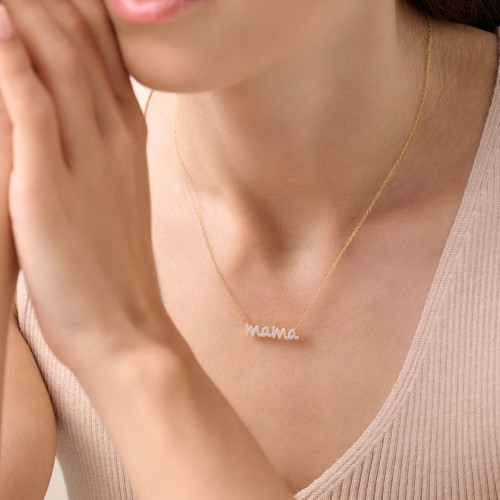 M by Monte Luna Gold-Plated Sterling Silver Lab-Created Diamond Mama Statement Necklace