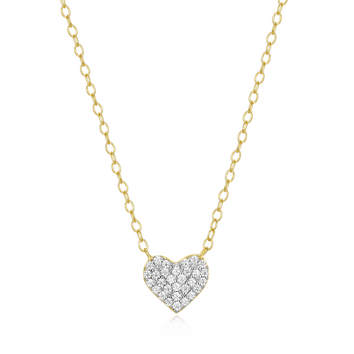 M by Monte Luna Gold-Plated Sterling Silver Lab-Created Diamond Pave Heart Necklace