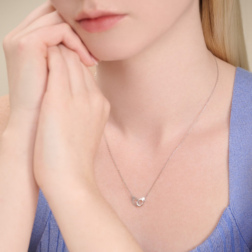 M by Monte Luna Rhodium-Plated Sterling Silver Lab-Created Diamond Arrested Statement Necklace