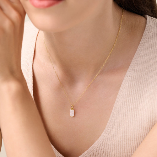 M by Monte Luna Gold-Plated Sterling Silver Lab-Created Diamond Hex Tag Pendant Necklace