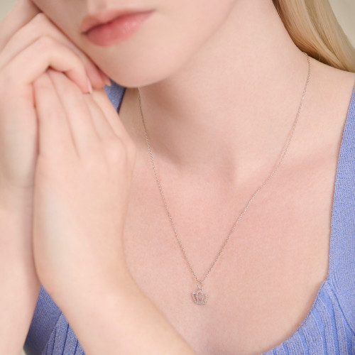 M by Monte Luna Rhodium-Plated Sterling Silver Lab-Created Diamond Royalty Statement Necklace