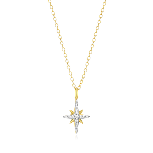 M by Monte Luna Gold-Plated Sterling Silver Lab-Created Diamond Cardinal Points Pendant Necklace