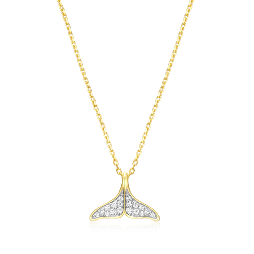 M by Monte Luna Gold-Plated Sterling Silver Lab-Created Diamond Whale Tail Pendant Necklace