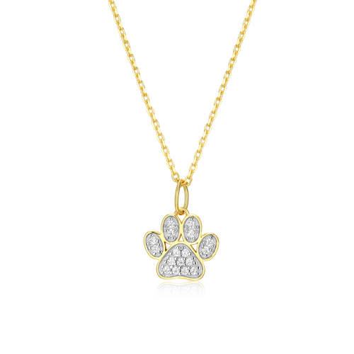M by Monte Luna Gold-Plated Sterling Silver Lab-Created Diamond Paw Print Pendant Necklace