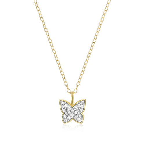 M by Monte Luna Two-tone Sterling Silver Pave Butterfly Lab-Created Diamond Pendant Necklace