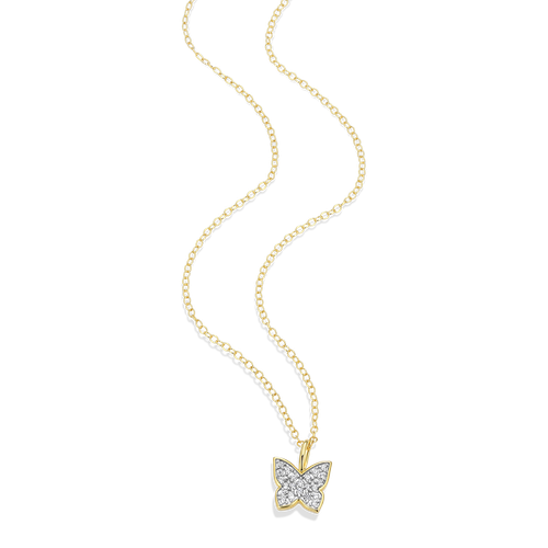 M by Monte Luna Two-tone Sterling Silver Pave Butterfly Lab-Created Diamond Pendant Necklace