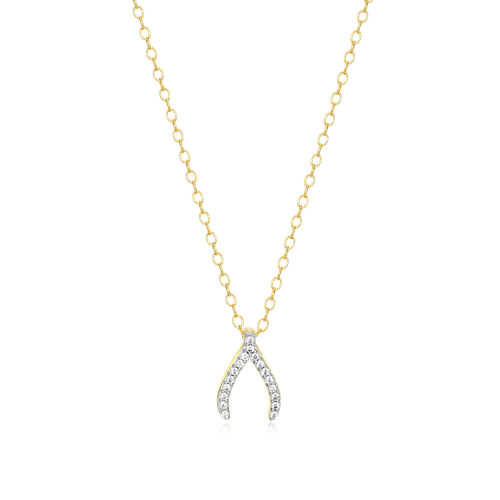 M by Monte Luna Gold-Plated Sterling Silver Lab-Created Diamond Wishbone Pendant Necklace