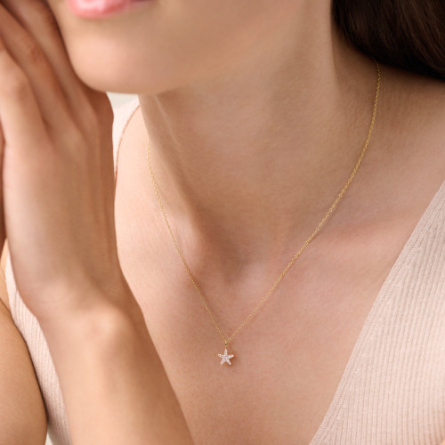 M by Monte Luna Gold-Plated Sterling Silver Lab-Created Diamond Starfish Statement Necklace