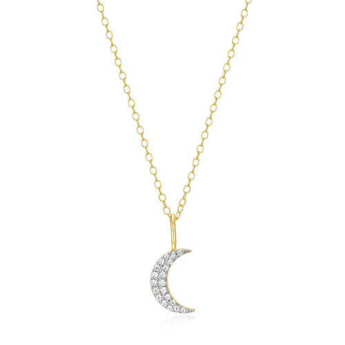 M by Monte Luna Gold-Plated Sterling Silver Lab-Created Diamond Crescent Pendant Necklace