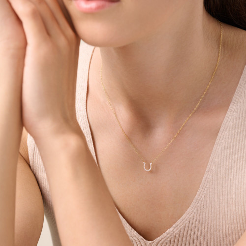 M by Monte Luna Gold-Plated Sterling Silver Lab-Created Diamond Horseshoe Statement Necklace