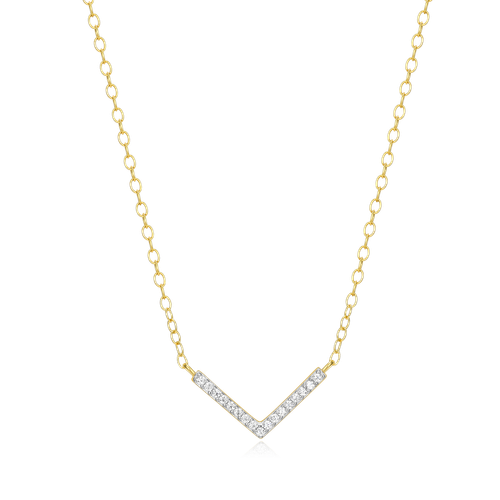 M by Monte Luna Gold-Plated Sterling Silver Lab-Created Diamond Chevron Statement Necklace