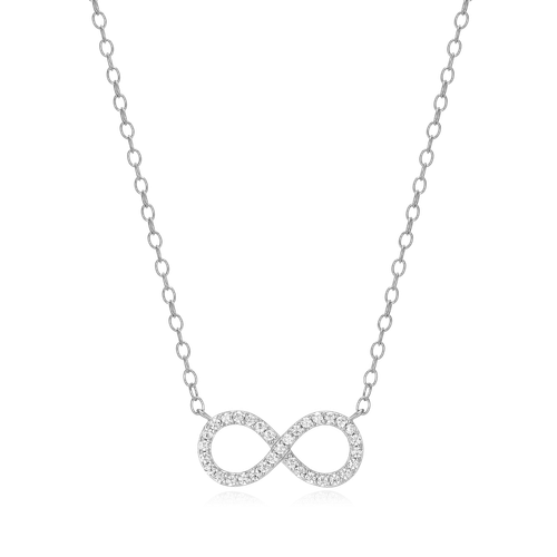 M by Monte Luna Rhodium-Plated Sterling Silver Lab-Created Diamond Infinity Statement Necklace