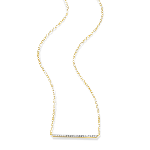 M by Monte Luna Gold-Plated Sterling Silver Lab-Created Diamond Pave Bar Necklace