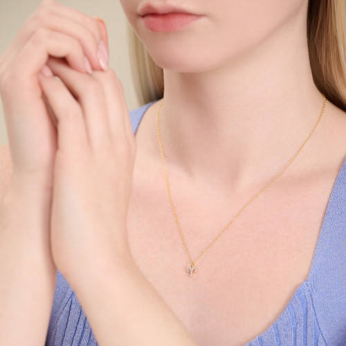 M by Monte Luna Gold-Plated Sterling Silver Lab-Created Diamond Aries Constellation Pendant Necklace