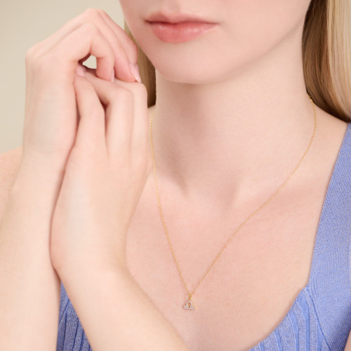 M by Monte Luna Gold-Plated Sterling Silver Lab-Created Diamond Libra Constellation Pendant Necklace
