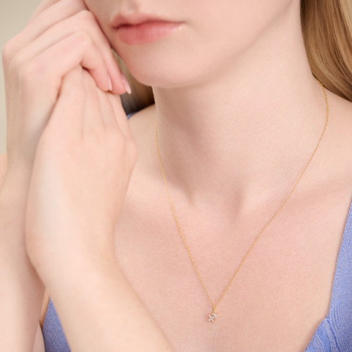 M by Monte Luna Gold-Plated Sterling Silver Lab-Created Diamond Sagittarius Constellation Pendant Necklace
