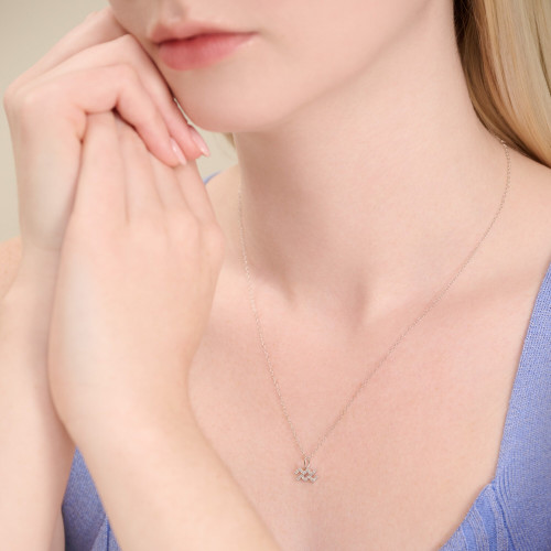 M by Monte Luna Rhodium-Plated Sterling Silver Lab-Created Diamond Aquarius Constellation Pendant Necklace