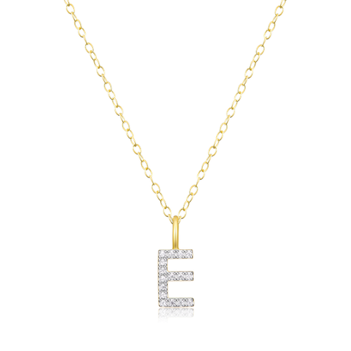 M by Monte Luna Gold-Plated Sterling Silver Lab-Created Diamond Letter "E" Initial Pendant Necklace