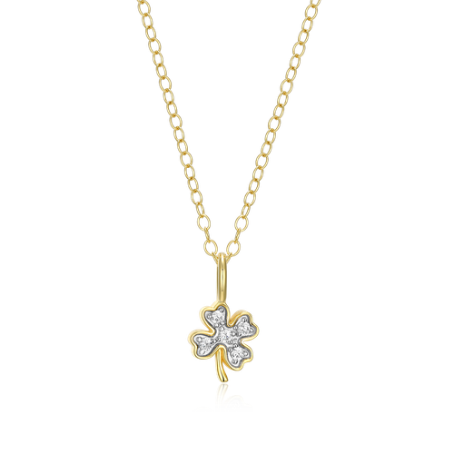M by Monte Luna Two-tone Sterling Silver Lucky Clover Lab-Created Diamond Pendant Necklace