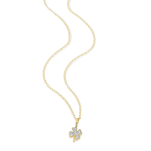 M by Monte Luna Two-tone Sterling Silver Lucky Clover Lab-Created Diamond Pendant Necklace