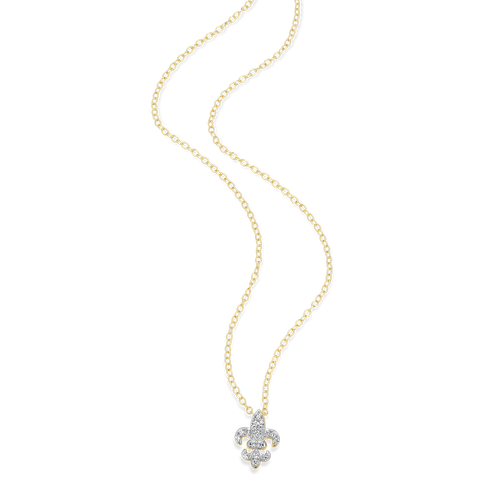 M by Monte Luna Two-tone Sterling Silver Fleur de Lis Lab-Created Diamond Pendant Necklace