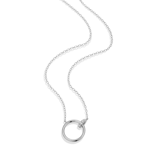 M by Monte Luna Rhodium-Plated Sterling Silver Open Circle Link Lab-Created Diamond Necklace