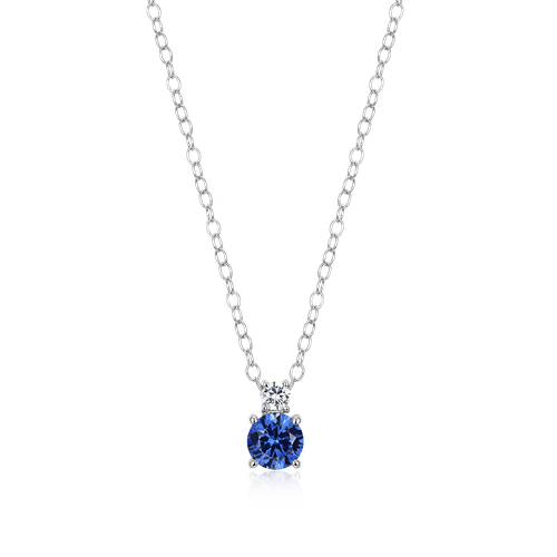 M by Monte Luna Rhodium-Plated Sterling Silver Lab-Created Sapphire & Lab-Created Diamond Pendant Necklace